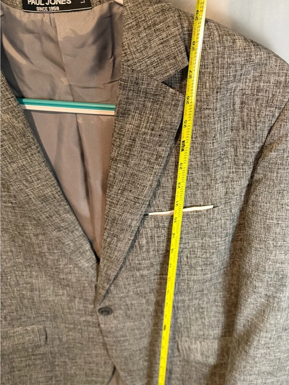 Paul Jones Men’s Gray Blazer Sport Coat Size L Textured Two Button Jacket 40-42